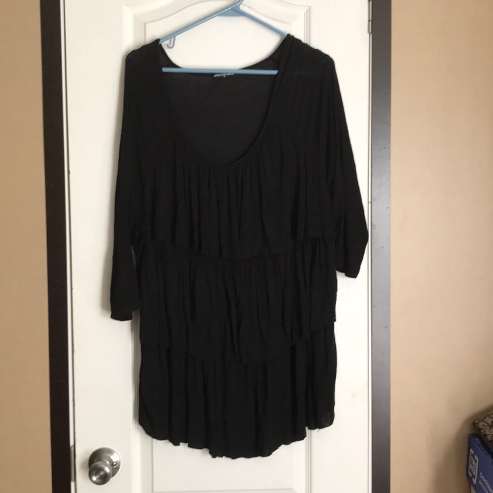 Black ruffle blouse
